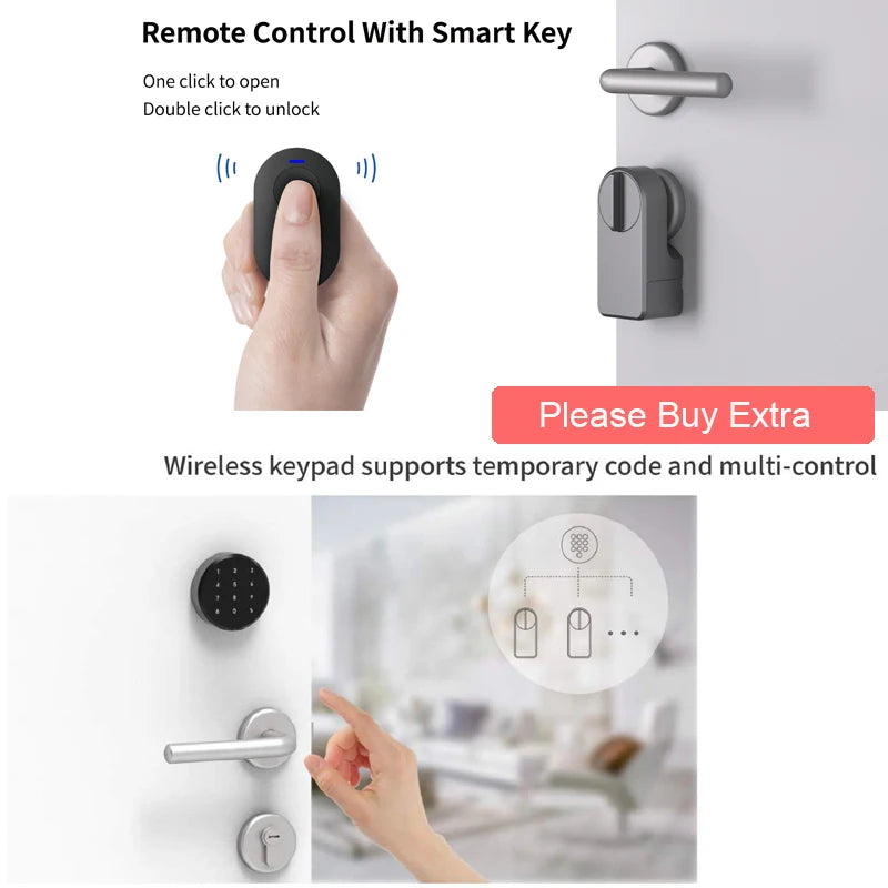 A1 Pro Max Bluetooth Smart Door Lock Remote Control Keyless Unlock Smart Life Cylinder DIY Easy Installation