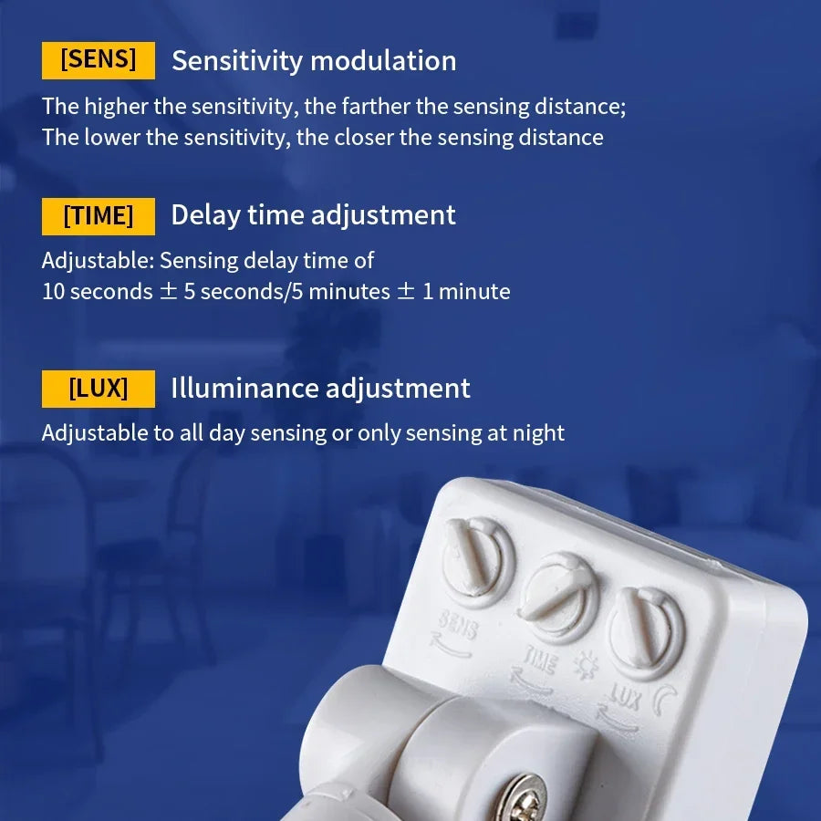 LED Motion Sensor 220V 110V Automatic PIR Infrared Detector 180 Degree Rotating Outdoor Timer Light Switch PIR Motion Sensor