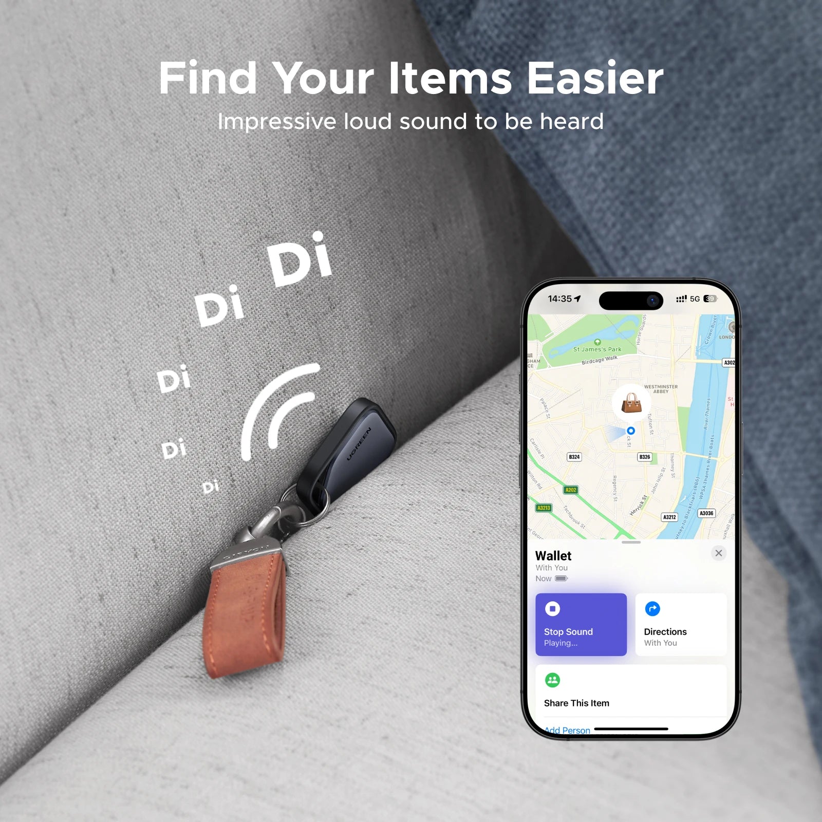 UGREEN global positioning Smart Tag with Apple Find My/Bluetooth GPS Tracker