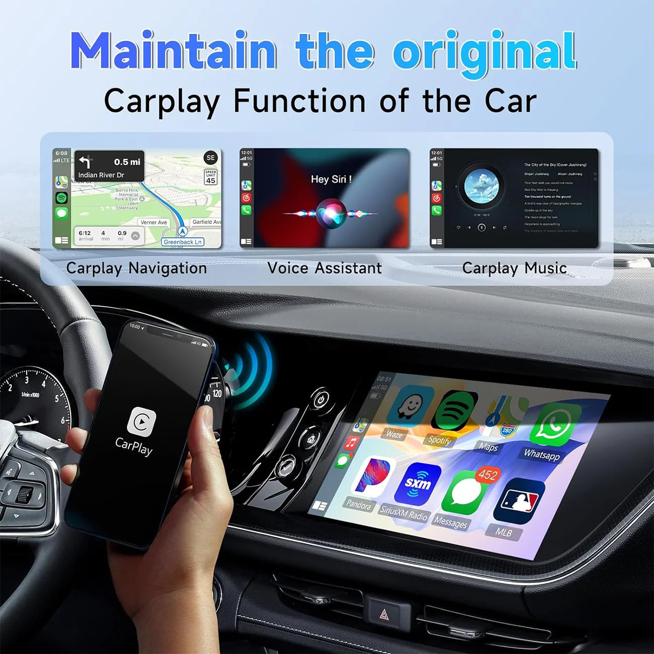 2 in 1 Mini Carplay Wireless Adapter Seamless Integration Android Auto for Apple USB Type-C Dongle in Universal Car