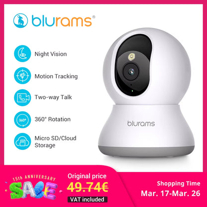 2.4＆5G Wifi Indoor Camera, 2K, 360° PTZ Pet Dog IP CCTV Camera with Phone App, 2-Way Talk, Night Vision, for Home Securi