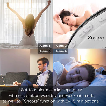 Wifi Smart Wake up Light Workday Alarm Clock with 7 Colors Sunrise/Sunset Smart Life Tuya APP Works with Alexa Google Home